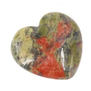 Gemstone Heart Unakite Green and Pink Love Gem Pocket Rock Palm Worry Stone
